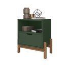 Ver imagem 3 de Mesa de Cabeceira Quarto Antares 1 Gaveta Pés Madeira Maciça Verde Oliva
