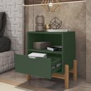 Ver imagem 2 de Mesa de Cabeceira Quarto Antares 1 Gaveta Pés Madeira Maciça Verde Oliva