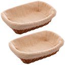 Ver imagem 1 de 2 Cestos Porta Pão Folhados Plástico Rattan Tecido Lyor 24,5cm Mesa Posta