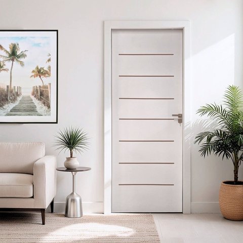 Kit Porta de Madeira 215x66cm Batente 16cm com Guarnição Cristal Primer Uniportas Abertura Esquerda