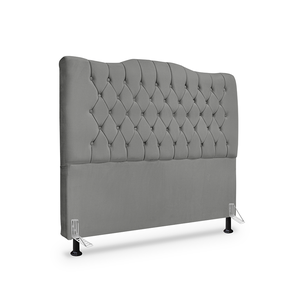 Cabeceira de Cama Box Casal 140 Cm Dunas - Veludo Cinza Grafite