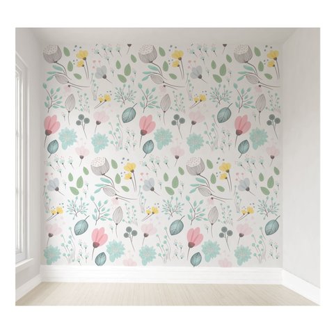 Papel de Parede Floral Infantil Colorido Rolo 3m