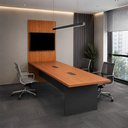 Ver imagem 4 de Conjunto Escritório F5 Mesa 250cm e Painel para TV MDF Amadeirado Freijó