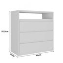 Ver imagem 3 de Cômoda Quarto 91,5cm X 90cm com 3 Gavetas e Nicho 100% Mdf Cor:branco