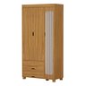 Guarda Roupa Roupeiro Clara Solteiro de Mdf com 3 Portas 2 Gavetas Design Moderno em Rattan - 4