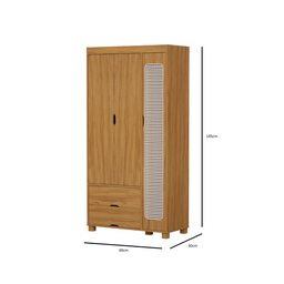 Guarda Roupa para Quarto de Solteiro Mdf 3 Portas 2 Gavetas Design Moderno Clara Classico Nature - 4