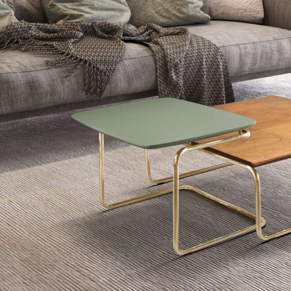 Mesa de Centro Kairos Base Ouro 54x43cm LarFlex:Verde Lazza - 2