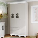 Ver imagem 1 de Guarda-roupa Infantil 92cm com Vidro 3 Portas e 2 Gavetas Ternura Multimóveis Mp4477 Branco/off