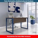 Ver imagem 2 de Mesa Escritório P25 Tub Pandin 120 Cm (larg) Tampo Mdp Walnut Pé Aço Tubular Azul Del Rey
