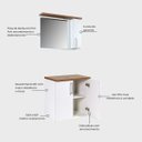 Ver imagem 3 de Gabinete para Banheiro com Espelheira 60cm MDF Freijo com Branco Paris - On Móveis