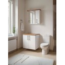 Ver imagem 1 de Gabinete para Banheiro com Espelheira 60cm MDF Freijo com Branco Paris - On Móveis