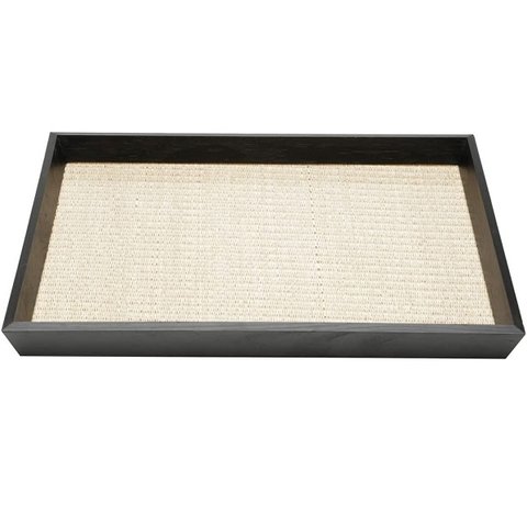 Bandeja Madeira Chanfrada e Rafia 35 X 21 X 5cm Woodart