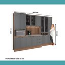 Ver imagem 7 de Armário de Cozinha Completa com Balcão Milla Lana Carraro Nogal com Cinza Titânio
