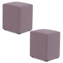 Ver imagem 1 de Kit 02 Puffs Decorativos Sala de Estar Quadrado 36x47cm Veludo Rosê - Desk Design