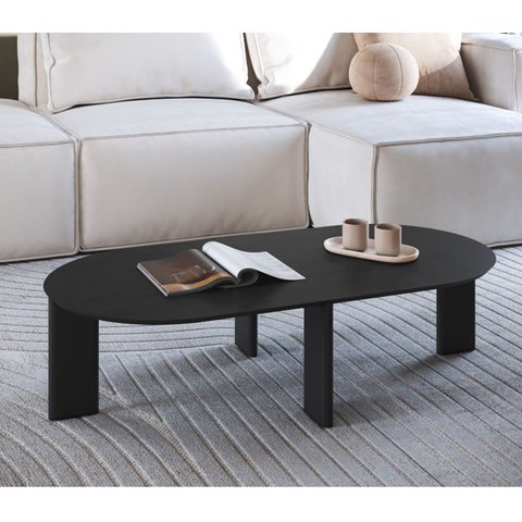 Mesa de Centro Orgânica 120cm Chanfrada Pé Madeira 28017 Artesano