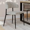 Ver imagem 1 de Kit 04 Cadeiras Estofada para Sala de Jantar Serena Preto C01 Linho Lautrec Off White - Lyam Decor