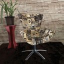Ver imagem 2 de Kit Duas Poltronas Giratória Elegance Jacquard:retro Cars Bege