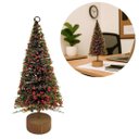 Ver imagem 6 de Mini Pinheiro Árvore de Natal Decorada Berries Base Madeira 22cm - Magizi