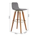 Ver imagem 2 de Kit 2 Banquetas Altas Luxo Linea Aço Champanhe Linho Cinza