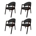 Ver imagem 1 de Kit 4 Cadeiras de Jantar Madeira Maciça Castanho Premium Helen Facto Preto