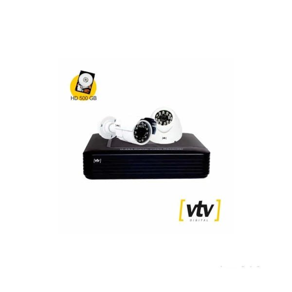 Kit com câmera Dome   câmera Bullet DVR 4CH 720P até 1.0MP branco e preto VTV Digital - 1