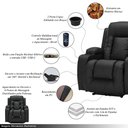 Ver imagem 5 de Poltrona do Papai Elétrica Reclinável com Massagem Aquecimento Gambon Entrada Usb/usb-c Pu Preto G94