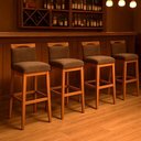 Ver imagem 1 de Kit 4 Banquetas Alta Cozinha Gourmet Conforto Suede:Suede Marrom