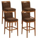 Ver imagem 4 de Kit 4 Banquetas Alta Cozinha Gourmet Conforto Suede:Suede Marrom