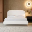 Ver imagem 3 de Cama Casal Flutuante com Cabeceira 140cm Aura W01 Bouclê Cru - Lyam Decor