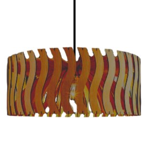 Luminária Teto tipo Pendente SENNA MDF - Completa - Onda - Cor: Marrom