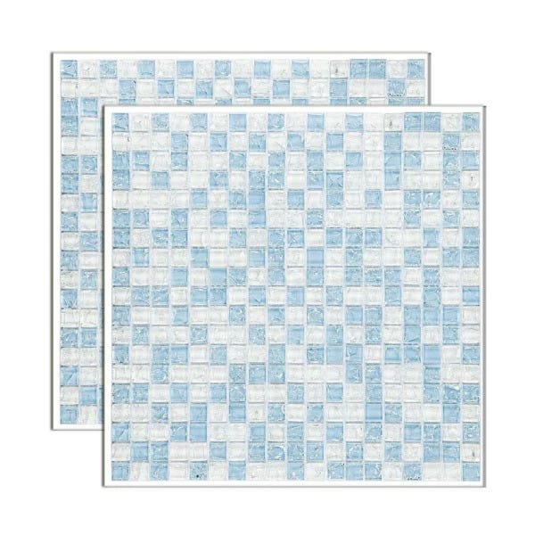 Pastilha de vidro Galliano placa 31x31cm azul e branco Glass Mosaic - 1
