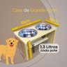 Alimentador Pet Grande Elevado Comedouro Bebedouro Ração Cachorro Gato Pet Suporte Pote Inox Madeira - 3