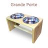 Alimentador Pet Grande Elevado Comedouro Bebedouro Ração Cachorro Gato Pet Suporte Pote Inox Madeira - 1