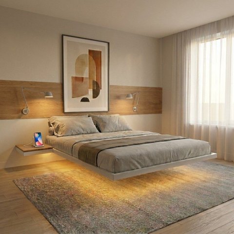 Cama Flutuante Casal com LED Lara Branco