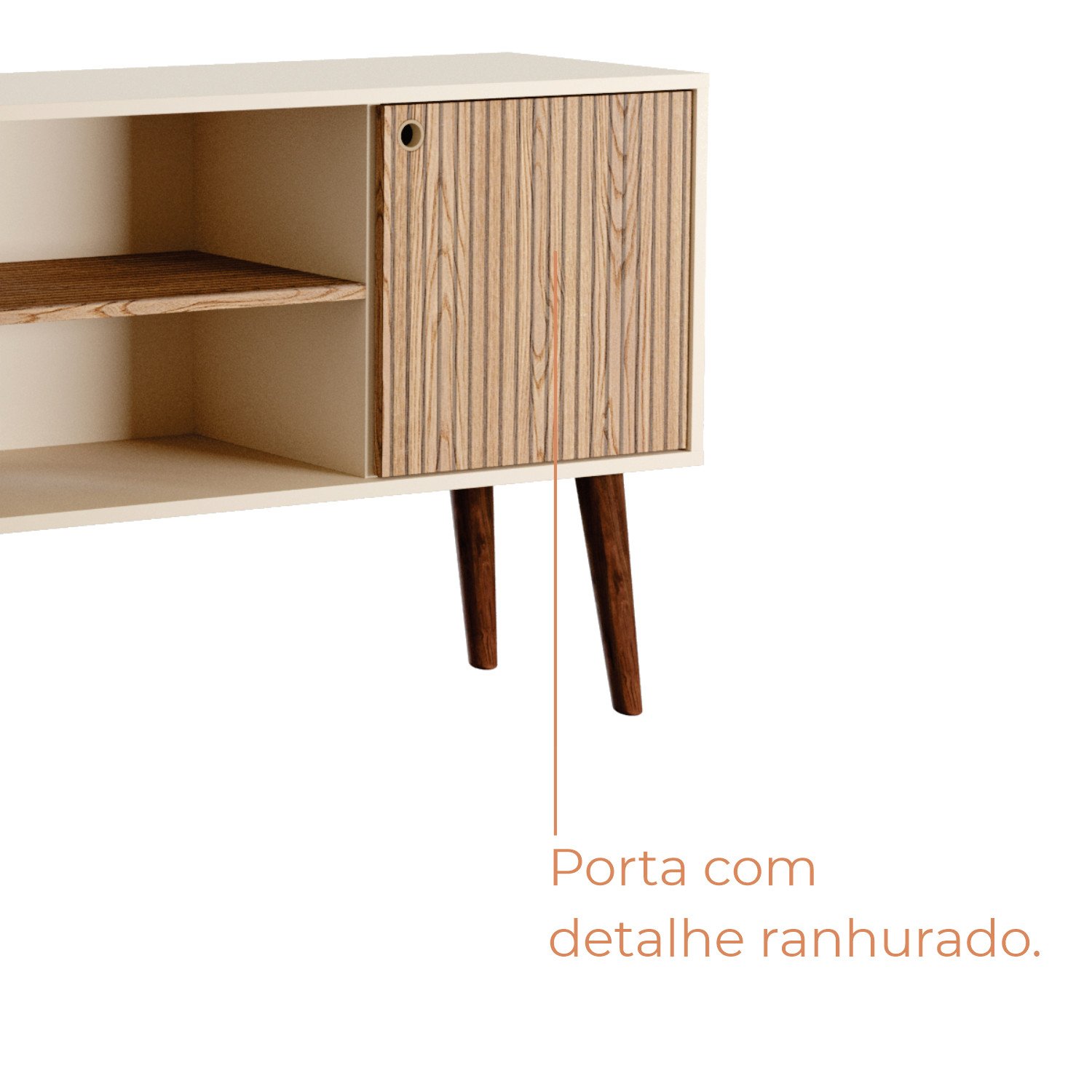 Rack para Tv até 42 Polegadas 1 Porta Sicília - Off White / Cinamomo - 6