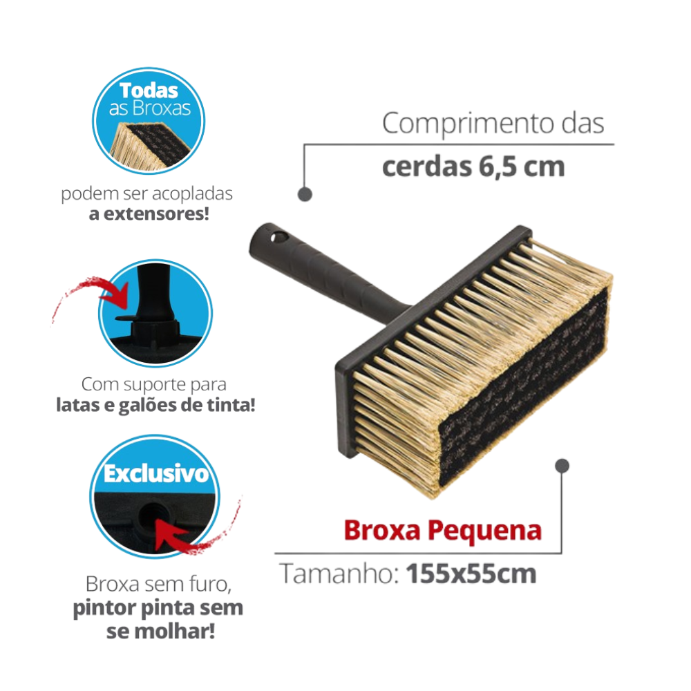 12 Unidades da Broxa Retangular com Suporte 15,5x5,5cm Cor Preto Durín - 2