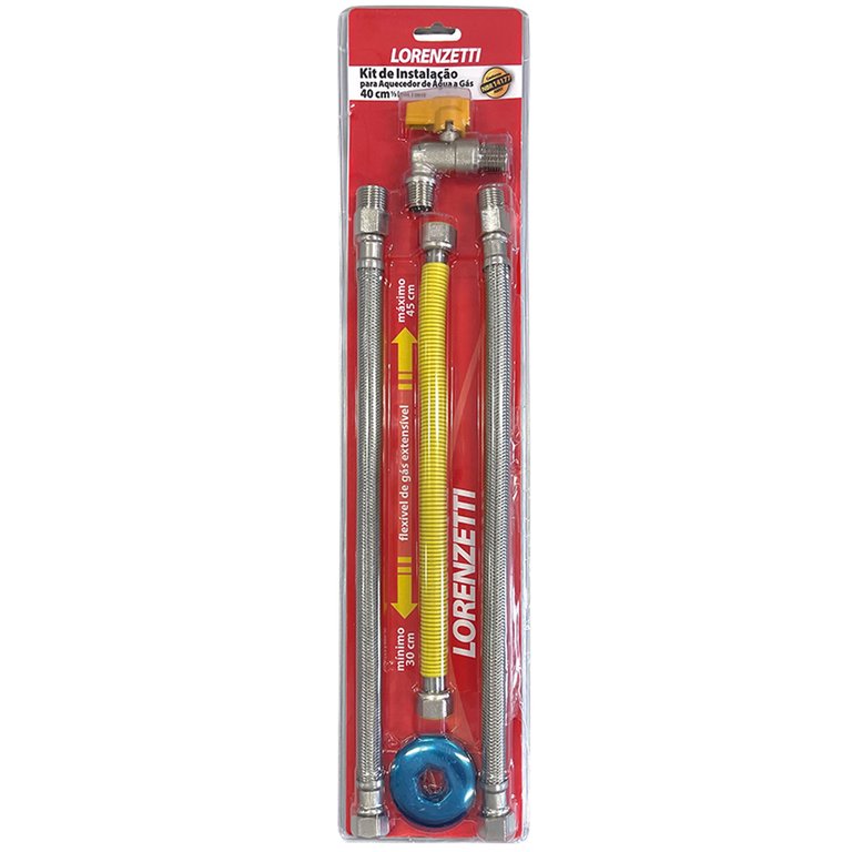Kit de Instalação e Ligação 40cm Lorenzetti para Aquecedores a Gás Gn e Glp 5kpa