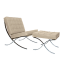 Ver imagem 3 de Poltrona com Banqueta Barcelona Base Inox Couro Ecologico:off-white