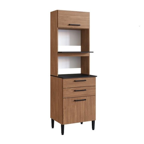 Balcão Giovanna Duplo Espaço Forno 2 Portas 2 Gavetas - Casajá - Freijo/preto
