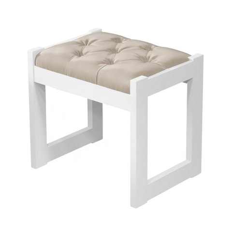 Banqueta Baixa Puff Estofado Mdf Luanda Quarto Luxo Fenix:branco