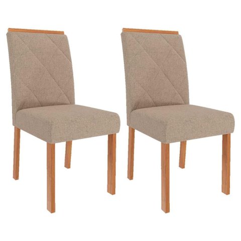 Conjunto 2 Cadeiras de Jantar Fernanda Wood Cimol Linho Bege
