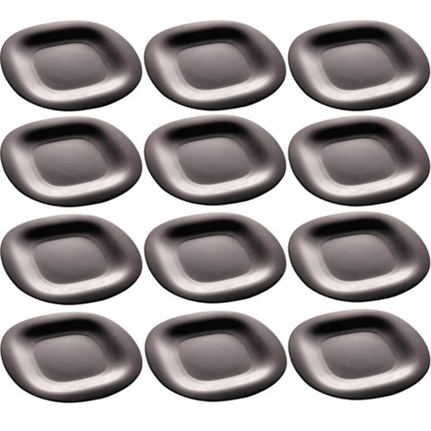 Kit 12 Pratos Rasos de Sobremesa 19cm Vidro Opalino Lyor Carine Black Comidas