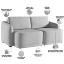 Ver imagem 4 de Sofá Cama para Sala de Estar 2 Lugares 216cm Montserrat K01 Veludo Cinza - Lyam Decor