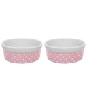 Ver imagem 1 de Kit Comedouro e Bebedouro de Porcelana 300ml Rosa Bolinhas