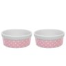 Kit Comedouro e Bebedouro de Porcelana 300ml Rosa Bolinhas - 1
