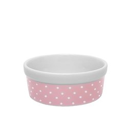 Kit Comedouro e Bebedouro de Porcelana 300ml Rosa Bolinhas - 2
