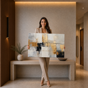 Ver imagem 7 de Quadros Decorativos para Quarto Sala Abstrato Preto Cinza Dourado  Grande Escritório Hall