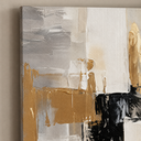 Ver imagem 2 de Quadros Decorativos para Quarto Sala Abstrato Preto Cinza Dourado  Grande Escritório Hall
