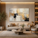 Ver imagem 1 de Quadros Decorativos para Quarto Sala Abstrato Preto Cinza Dourado  Grande Escritório Hall