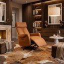 Ver imagem 2 de Poltrona Reclinável Elétrica Luxury Couro Legítimo Caramelo - Mozzelar